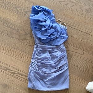 Marchesa One-Shoulder Lavender Dress with Ruffles